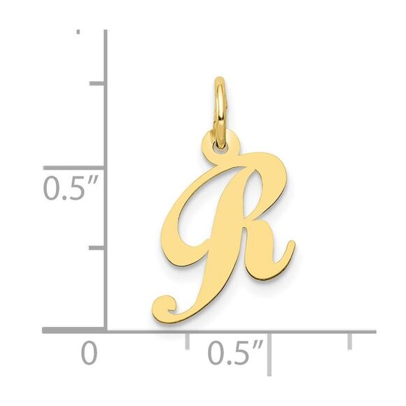 10k Yellow Gold Small Fancy Script Initial R Charm - Picture 3 of 4